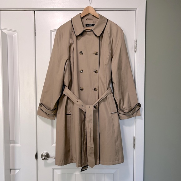 Lauren Ralph Lauren Water Repellent Cotton Blend Belted Trench Coat 3X - Picture 13 of 13